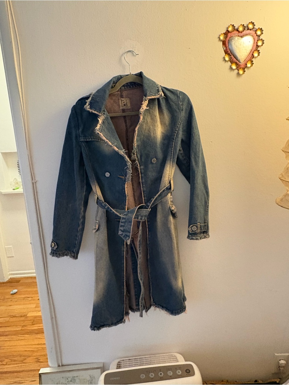 Denim Trench Coat - Distressed Blue Trench
